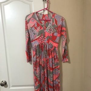 60’s/70’s Pink Psychedelic Maxi Dress S